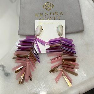 Statement earrings Kendra Scott purple pink gold and white